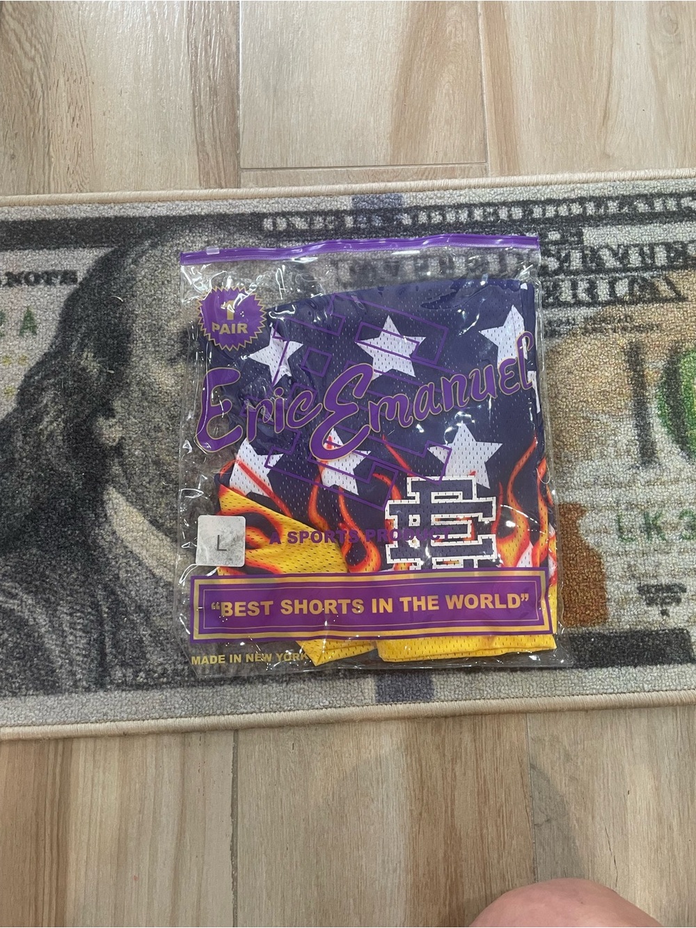 Eric Emanuel Purple Star & Flame Basketball Shorts
